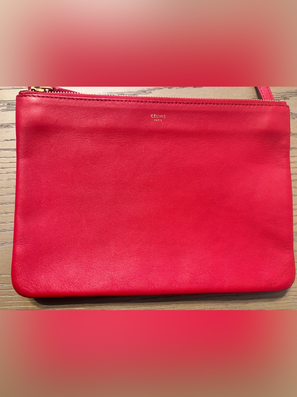 Celine Red Leather Crossbody Double-Pouch Bag